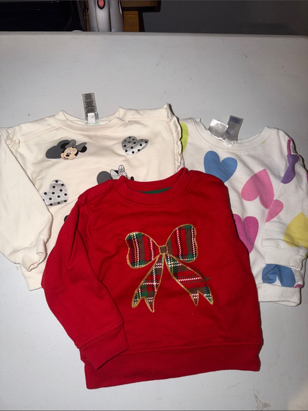 Holiday Time Red Toddler Sweatshirt with Plaid Bow Appliqué